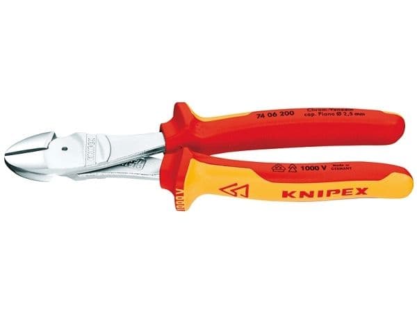 Knipex 74 06 200, Sivuleikkurit, Kromivanadiini-teräs, Muovi, Oranssi, Punainen, 200 mm, 308 g