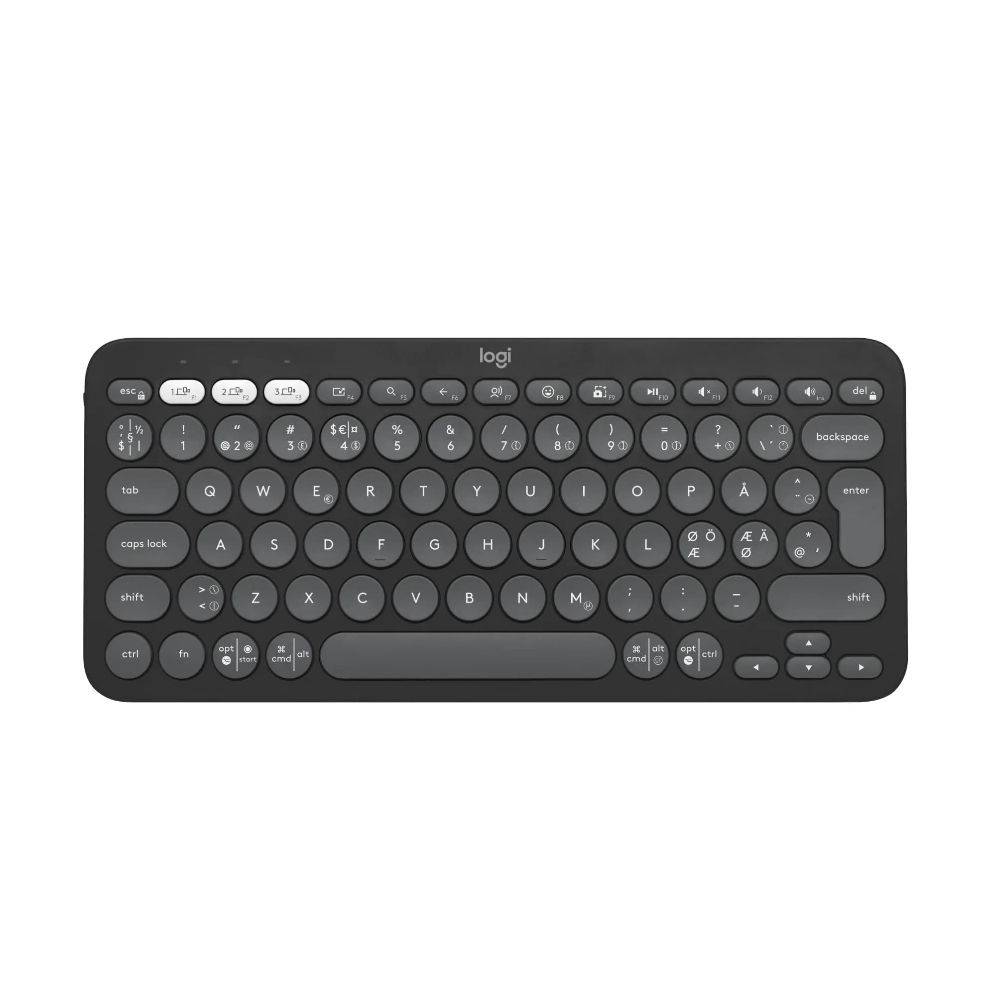 Logitech® | Pebble Keys 2 (K380s) - Tastatur - Bluetooth - Nordisk layout - Tonal-Graphite