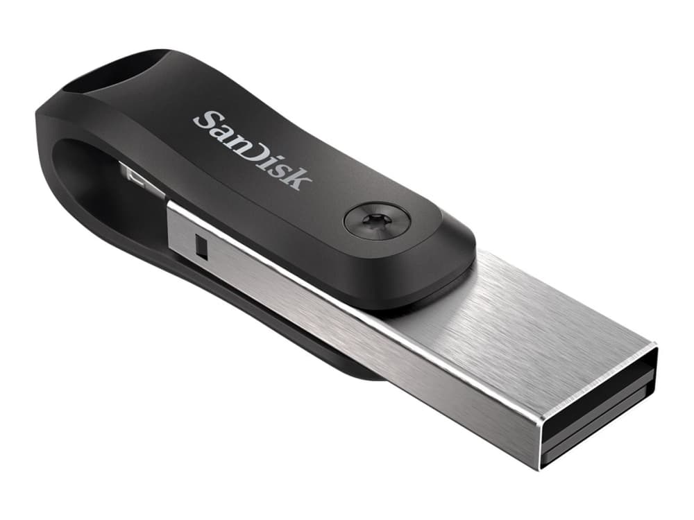 SanDisk iXpand, 64 GB, USB Type-A / Lightning, 3.2 Gen 2 (3.1 Gen 2), Taittuva, Musta, Hopea