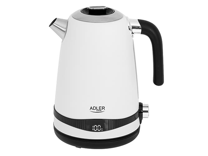 Adler AD 1295w, 1,7 L, 2200 W, Musta, Valkoinen, Ruostumaton teräs, Säädettävä termostaatti, Veden tason ilmaisin