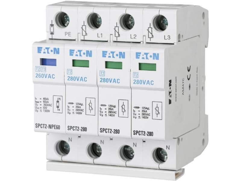 Eaton 167620 SPCT2-280-3+NPE Ylijännitesuoja ylijännitesuojaus ylijännitesuojaus: Jakokaappi 20 kA 1 kpl 1 kpl