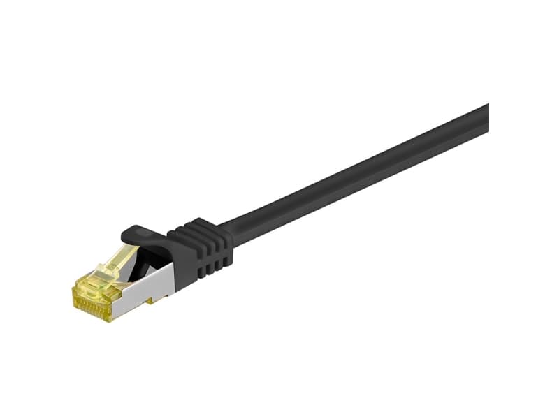 RJ45-verkkokaapeli S/FTP (PiMF), 500 MHz, CAT 7 -raakakaapelilla, musta, 5 m
