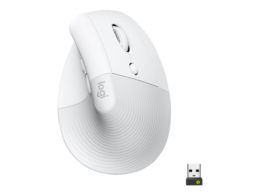 Logitech Lift for Business, Oikeakätinen, Vaakasuuntainen muotoilu, Optinen, RF Wireless + Bluetooth, 4000 DPI, Valkoinen