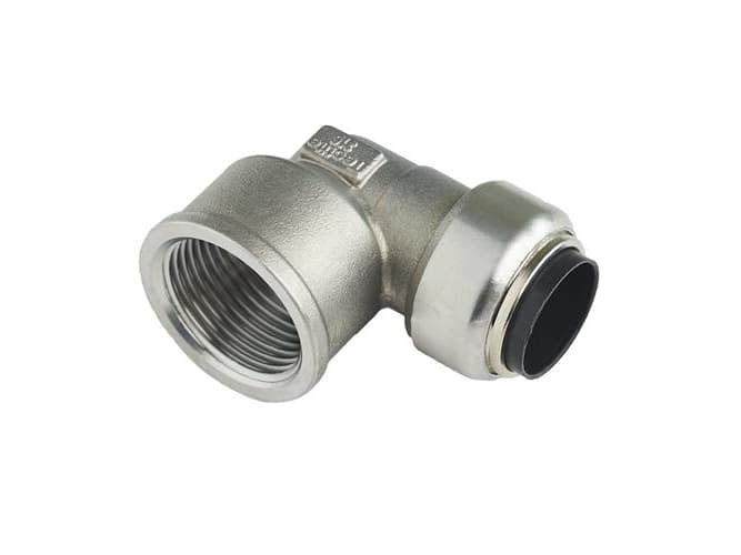 Roth vinkel 90° 18 mm x 12 muffe rustfri stål muffe rustfri stål