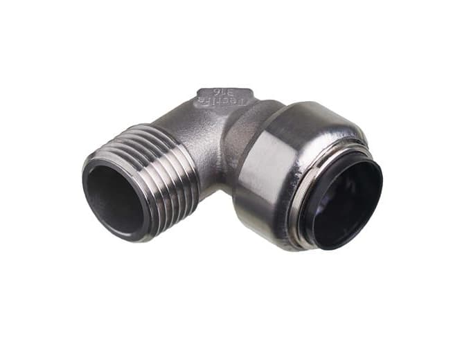 Roth vinkel 90° 18 mm x 12 nippel rustfri stål