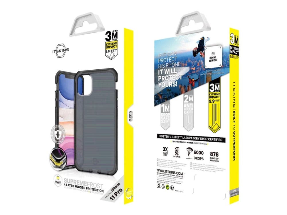 ITSKINS SUPREME FROST suojakuori iPhone 11 Pro / XS / X®. Grå og sort
