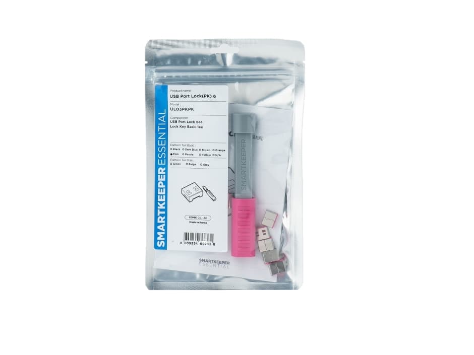 Smartkeeper SMARTKEEPER Basic USB Port Lock 6 - 1x avain + 6x tarra, vaaleanpunainen