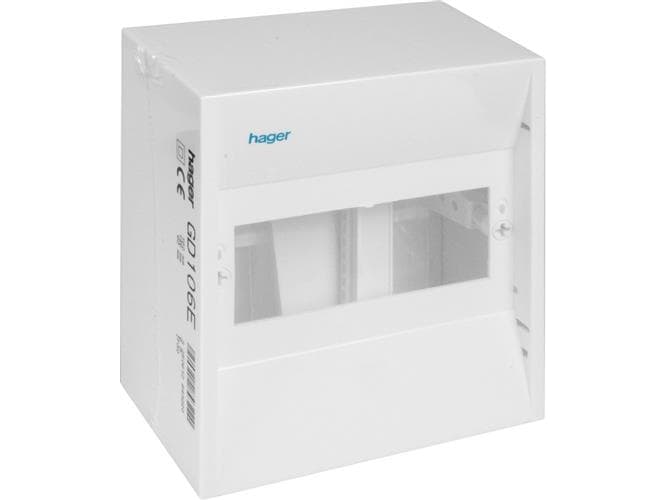 HAGER Mini kansi GD106E 6 moduulia PE-kiinnikkeilläKorkeusKokoaika: 180 x 146 x 82 mmIP 30