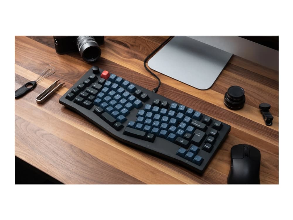 Keychron V10 - Näppäimistö - QMK custom, alice layout, täysin koottu nuppi, mekaaninen - 75% - baggrundsbelysning - USB-C - QWERTY - Nordisk - tastkontakt: Keychron K Pro Red (Hot-swappable) - sort frost