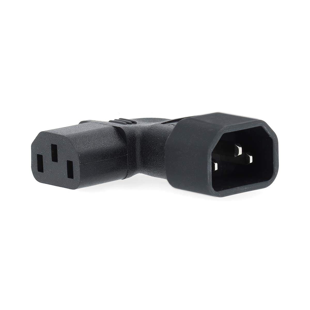 Laajennus Plug | IEC-320-C13 | IEC-320-C14 | Kulma vasemmalle | Niklattu | PVC | Musta | Laatikko | 1 kpl