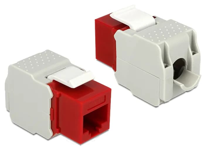 DeLOCK UTP Cat6 Keystone-moduuli, RJ45 na - LSA Cat6, punainen/harmaa