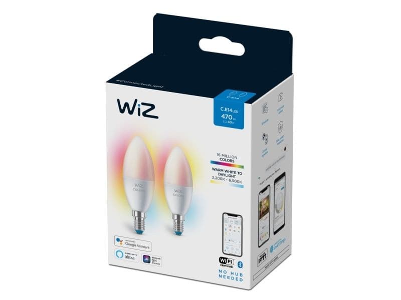 WiZ Kynttilälamppu 40 W C37 E14 x2, Älylamppu, Wi-Fi, Valkoinen, LED, E14, Multi