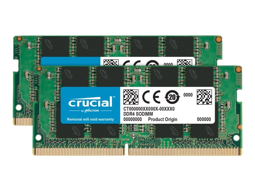 Crucial - DDR4 - sarja - 32 Gt: 2 x 16 Gt - SO DIMM 260-PIN - 3200 MHz / PC4-25600 - CL22 - 1,2 V - puskuroimaton - ei-ECC-ominaisuus