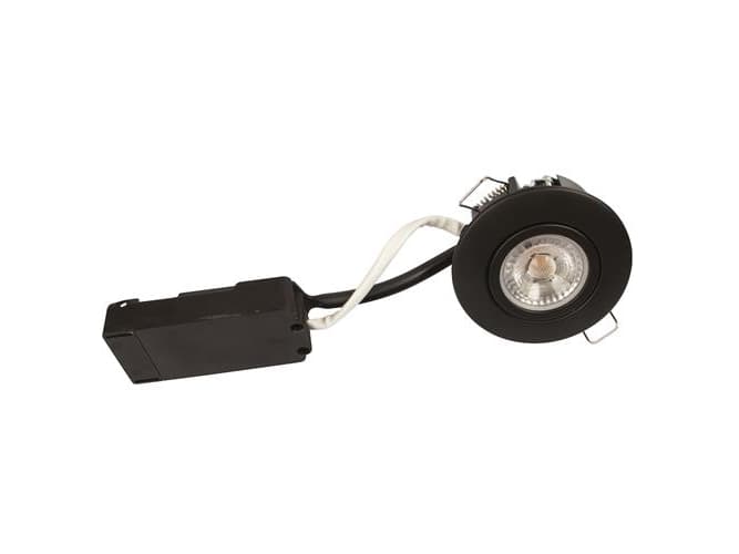 Luna LP 230V himmennettävä välkkymätön 6.2W 3000K Ra95 IP44 mattamusta pyöreä.