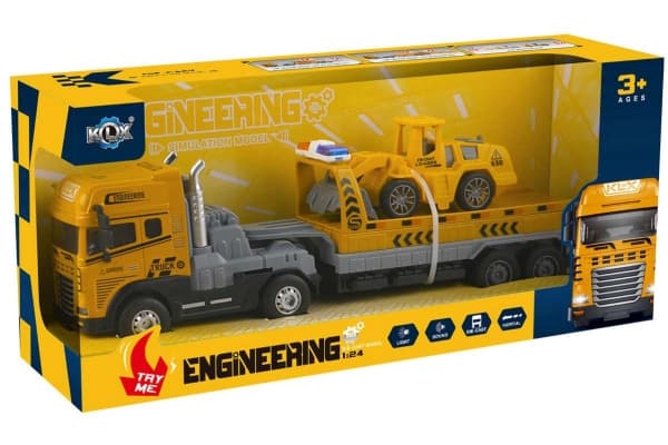 Die-cast truck w/hanger, bulldozer light & sound